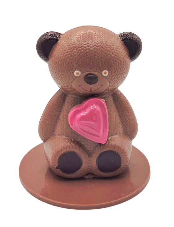 Ours Tricot cœur chocolat lait