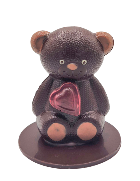 Ours Tricot Cœur chocolat Noir