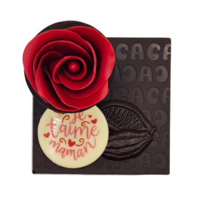 Rose Gourmande en Chocolat Noir 70% « Je t'aime Maman »