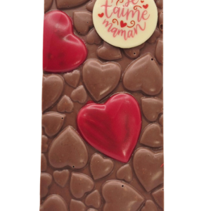 Tablette Cœurs « Je t'aime Maman » – Chocolat au lait & Crêpe bretonne